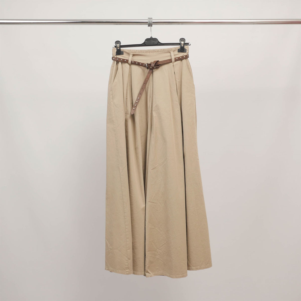 Wide leg belted cotton trousers cva824687