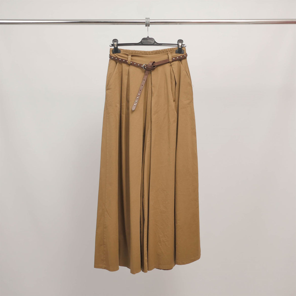 Wide leg belted cotton trousers cva824687