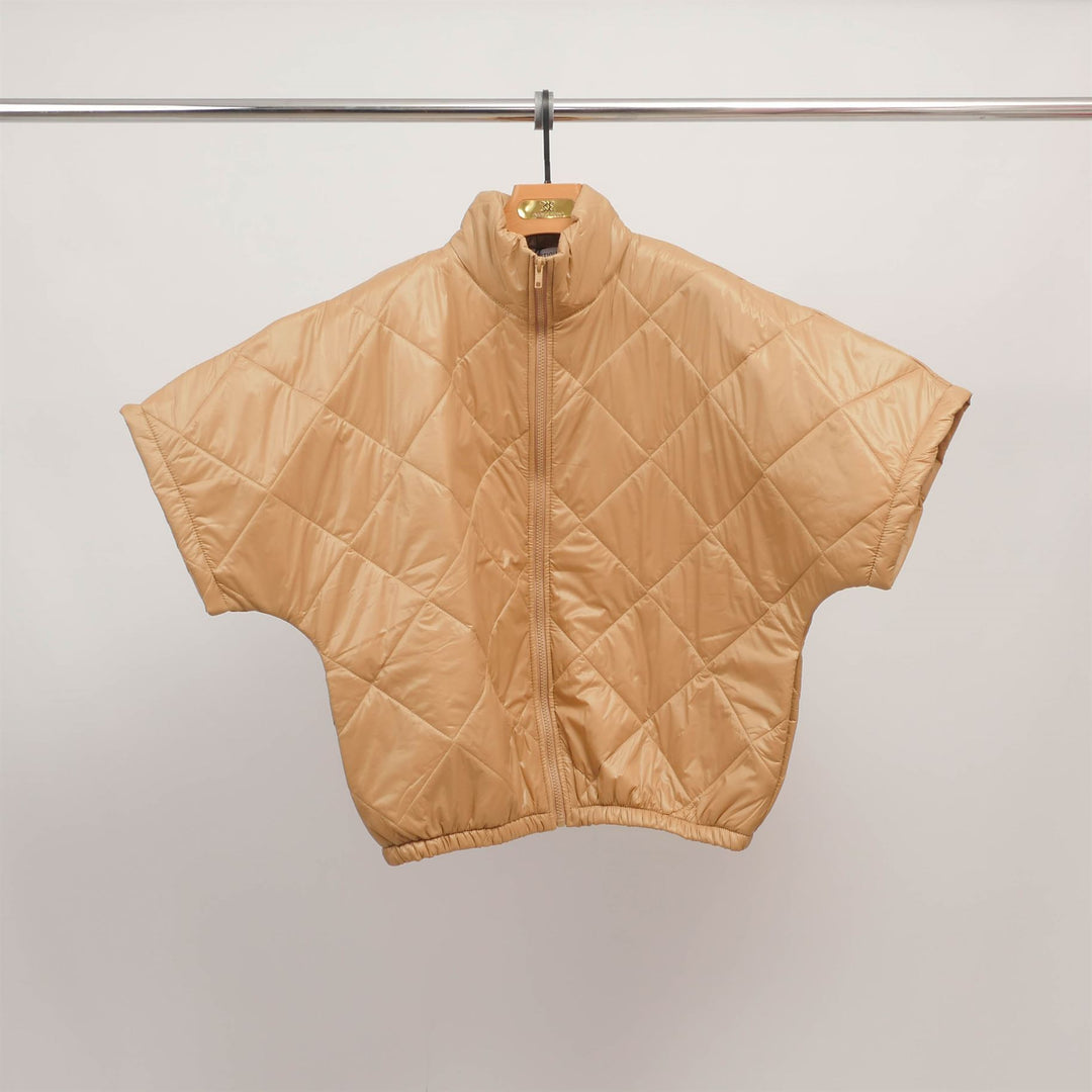 Short-sleeved quilted jacket with stand-up collar MJ85030