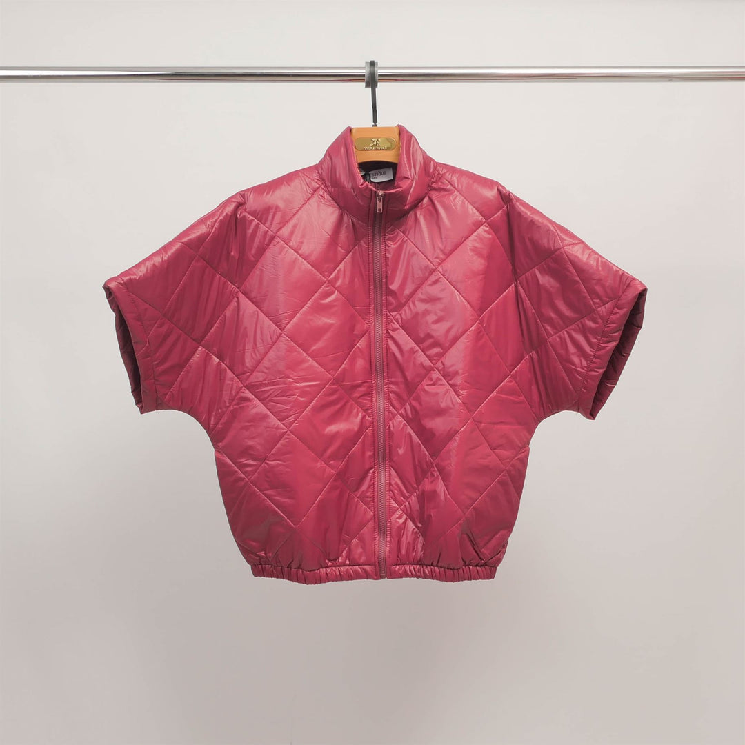 Short-sleeved quilted jacket with stand-up collar MJ85030