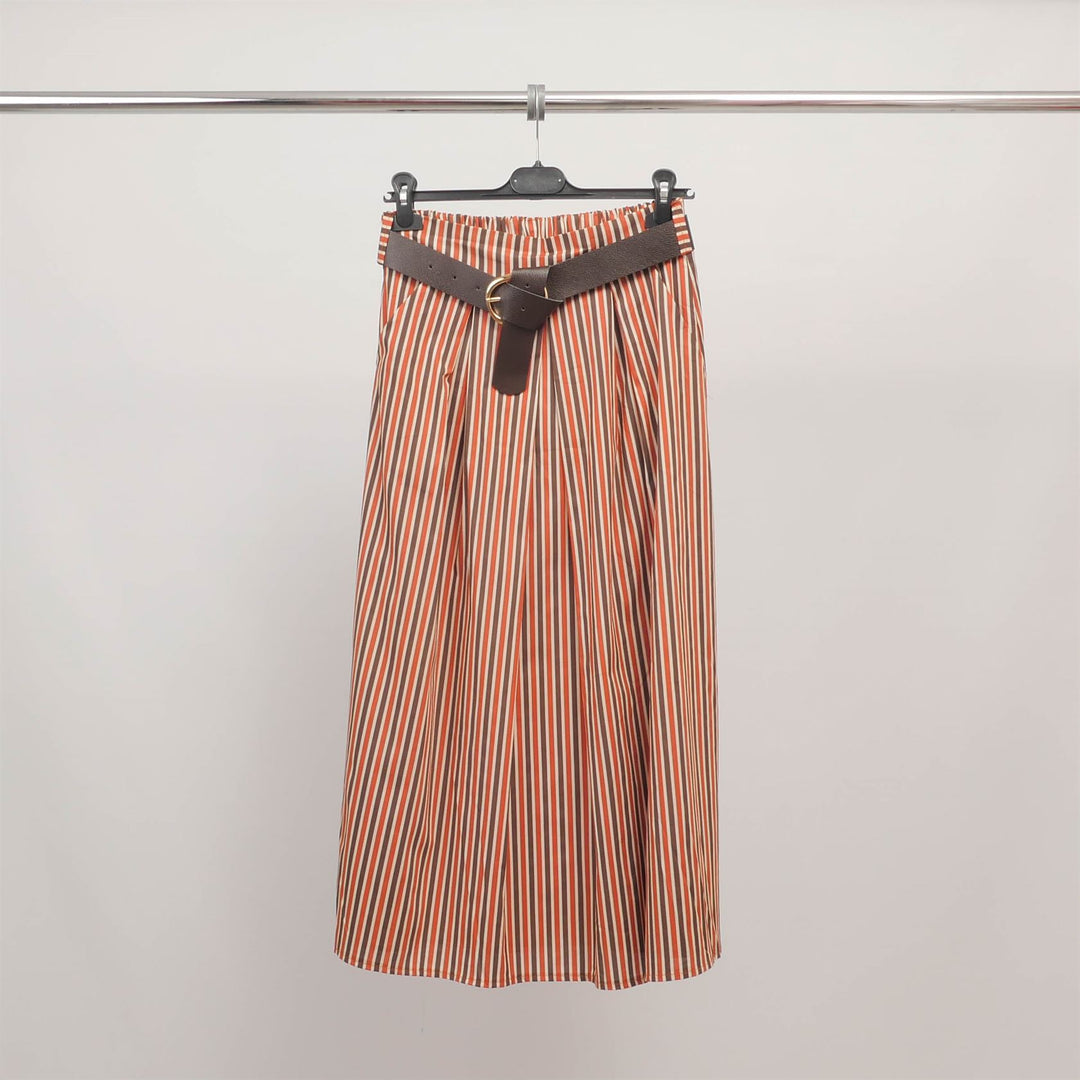 Jupe longue rayée à ceinture TDM52123-2
