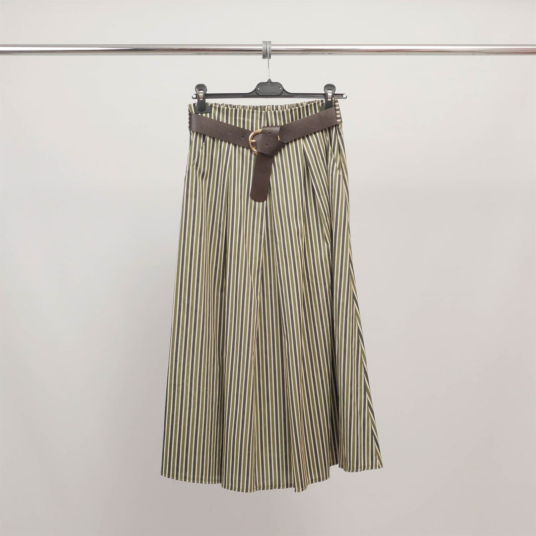 Jupe longue rayée à ceinture TDM52123-2