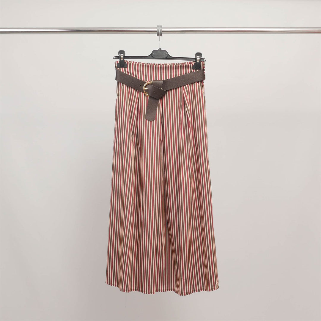 Jupe longue rayée à ceinture TDM52123-2