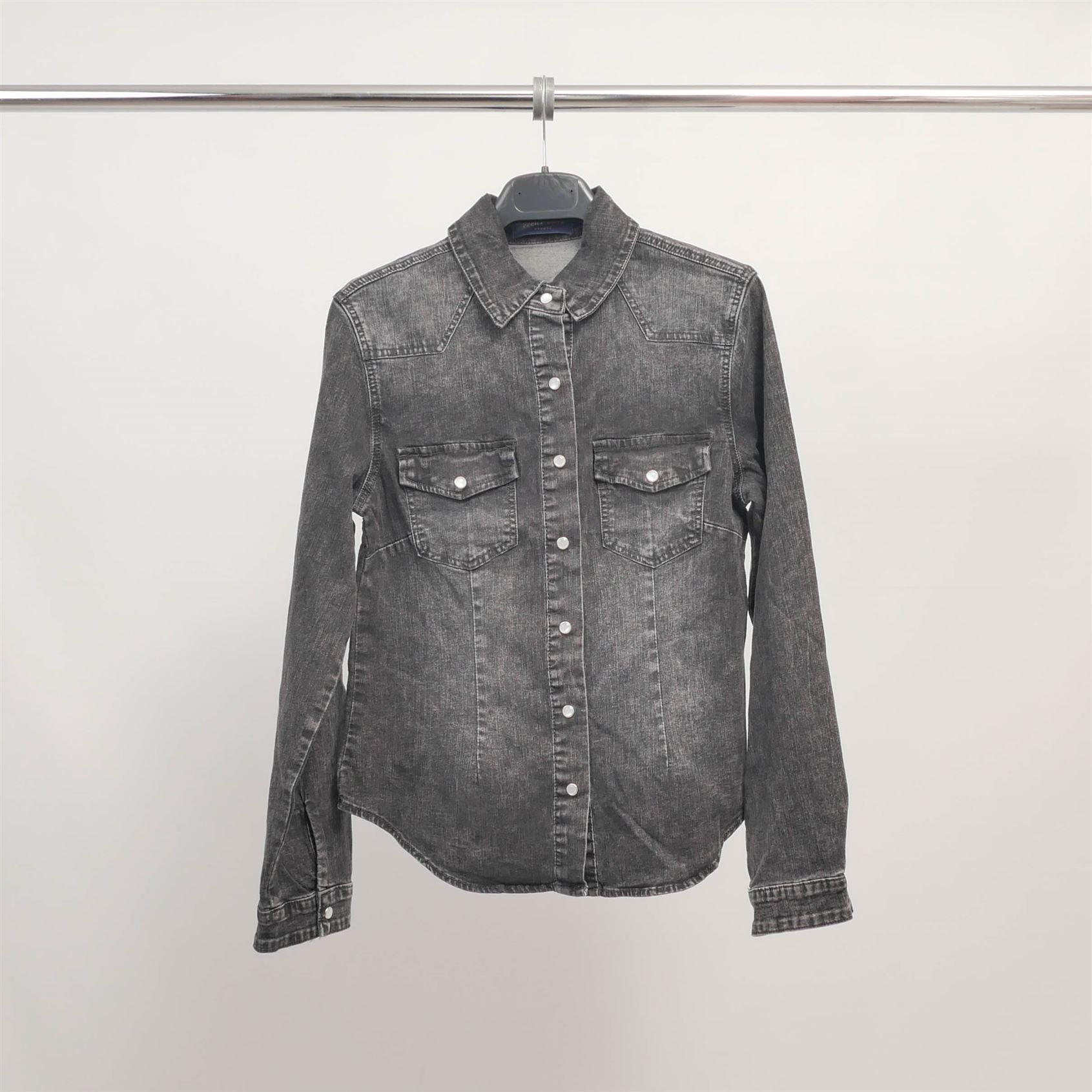 Chemise en denim gris effet délavé SD9186-2