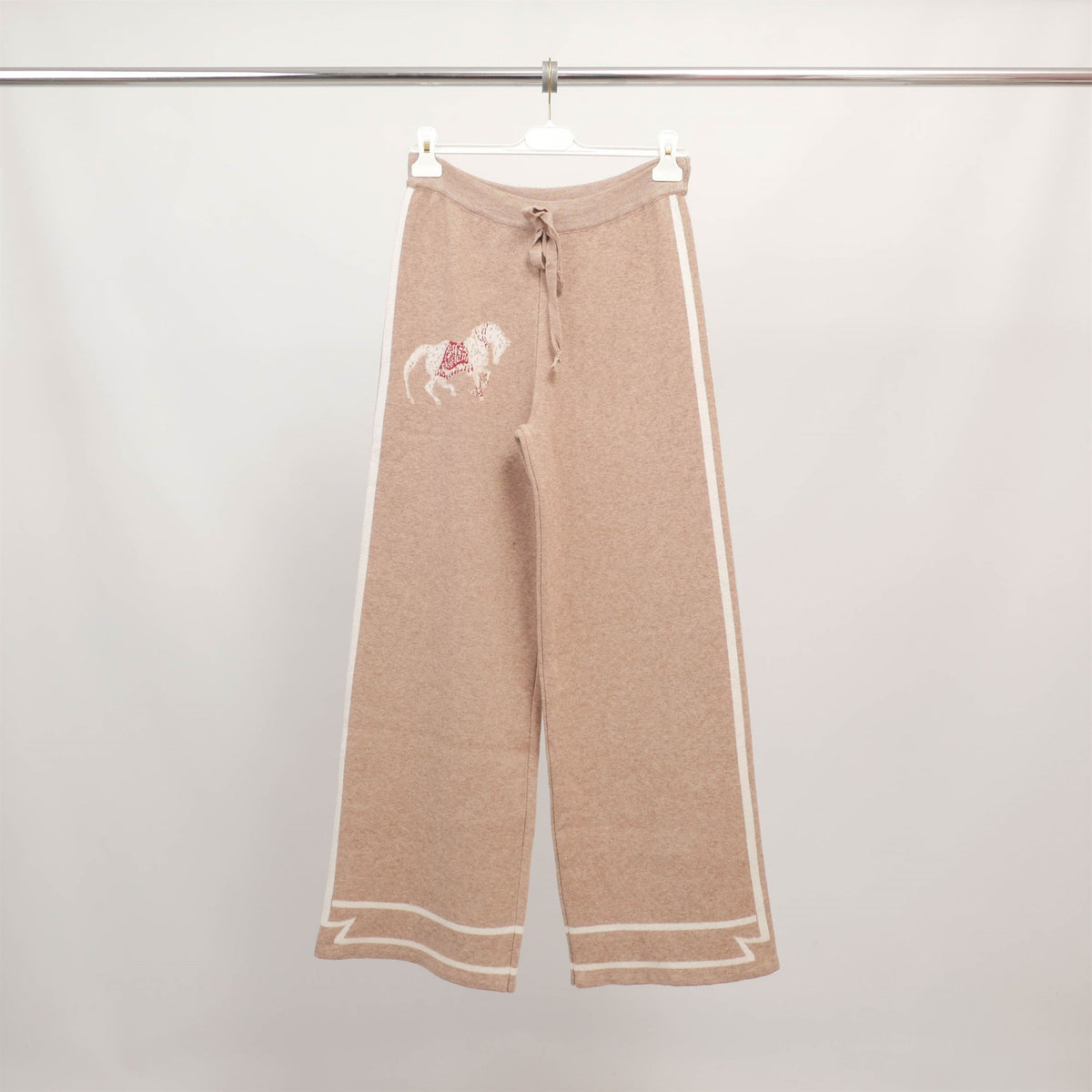 Pantalon large cheval brodé taille élastiquée msj76919