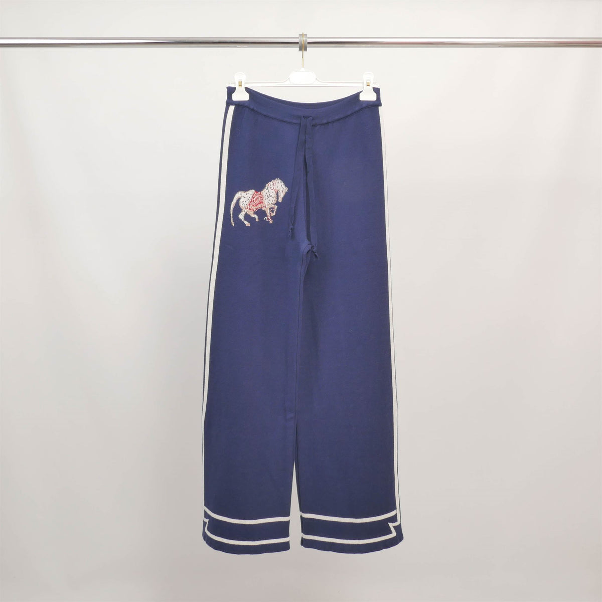 Pantalon large cheval brodé taille élastiquée msj76919