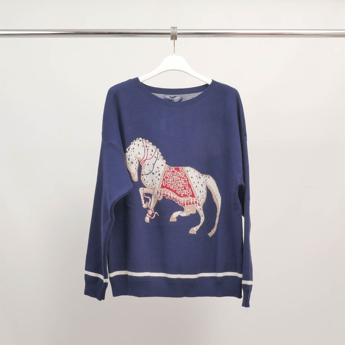 Round neck embroidered horse sweater msj76915