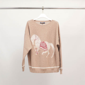 Pull cheval brodé col rond MSJ76915