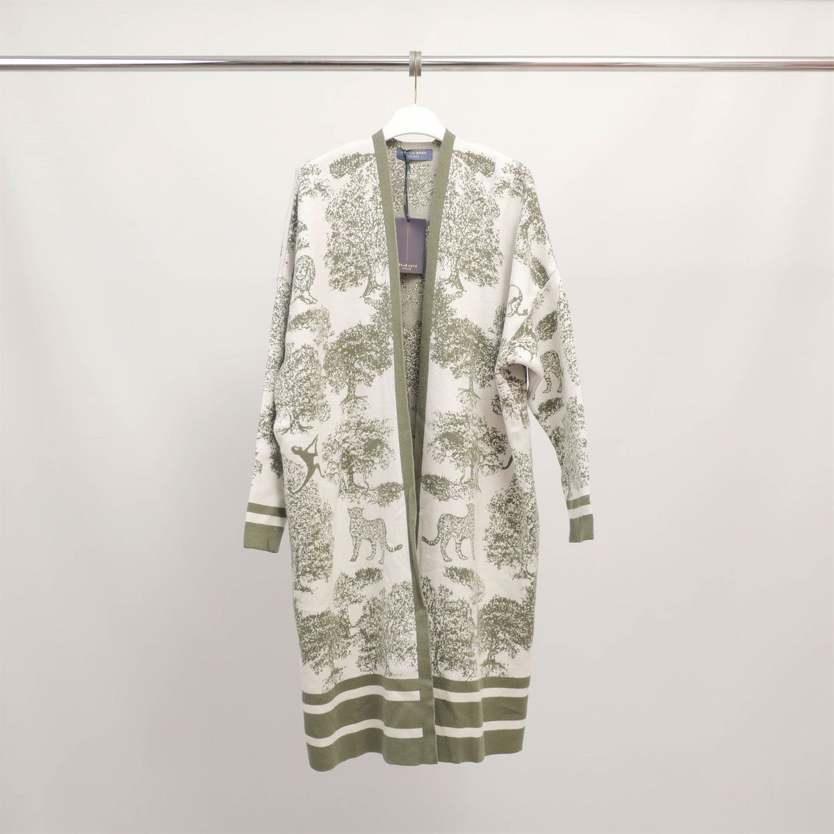 Long open jungle print cardigan msj76916