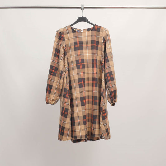 Robe courte à carreaux manches longues TDM57822-5