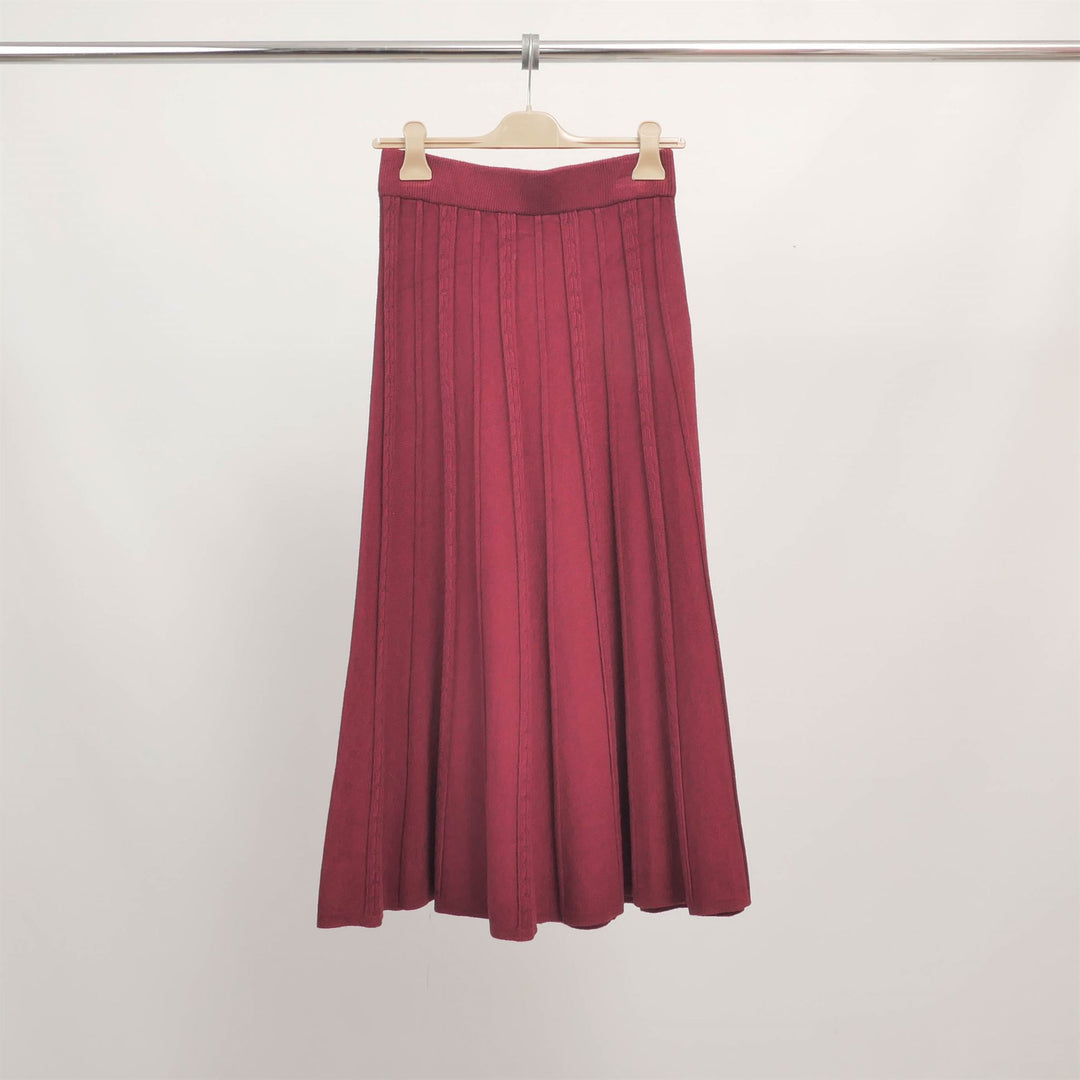 Long stretch pleated knit skirt DSY9577