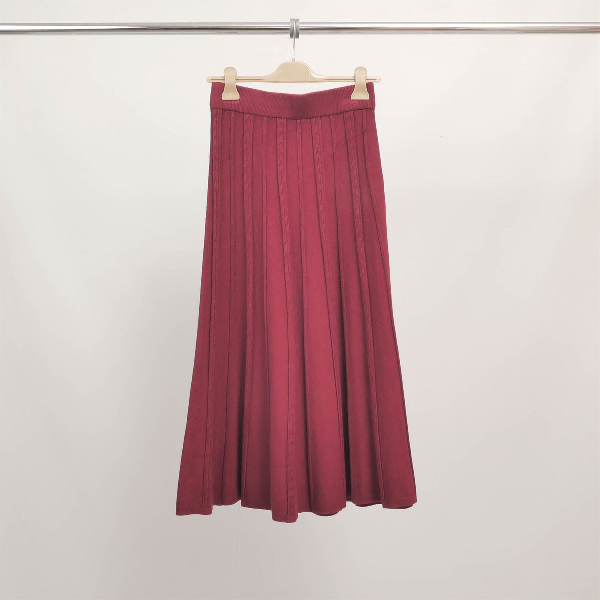 Long stretch pleated knit skirt dsy9577
