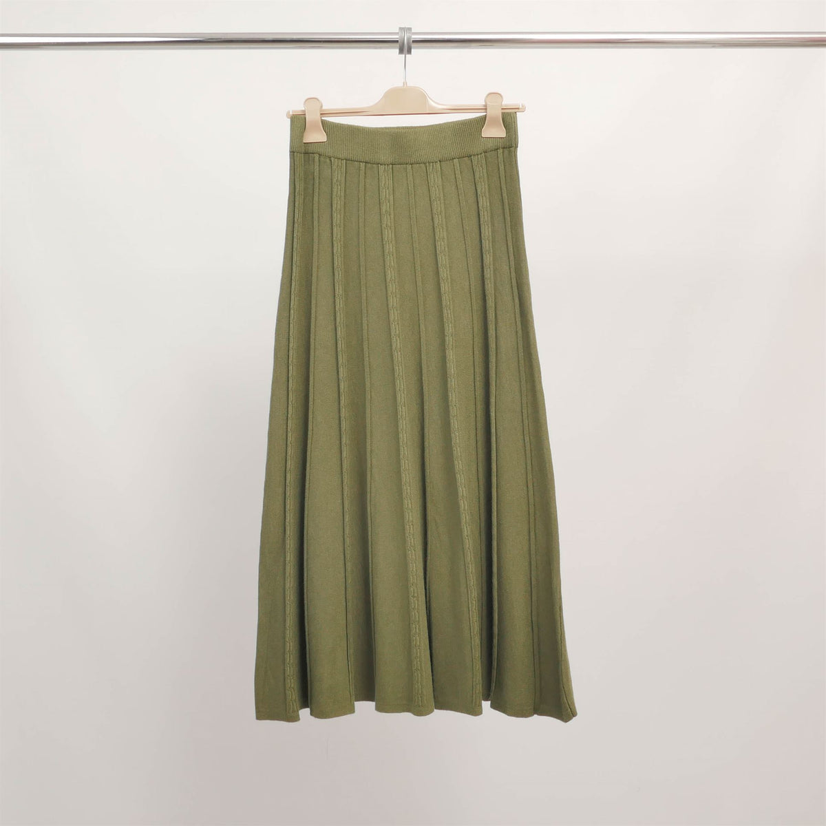 Long stretch pleated knit skirt dsy9577