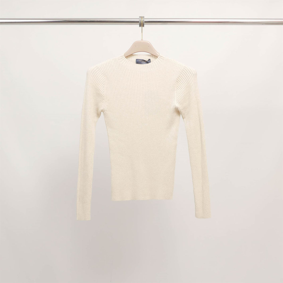 Fitted ribbed lurex knit sweater dsy9544