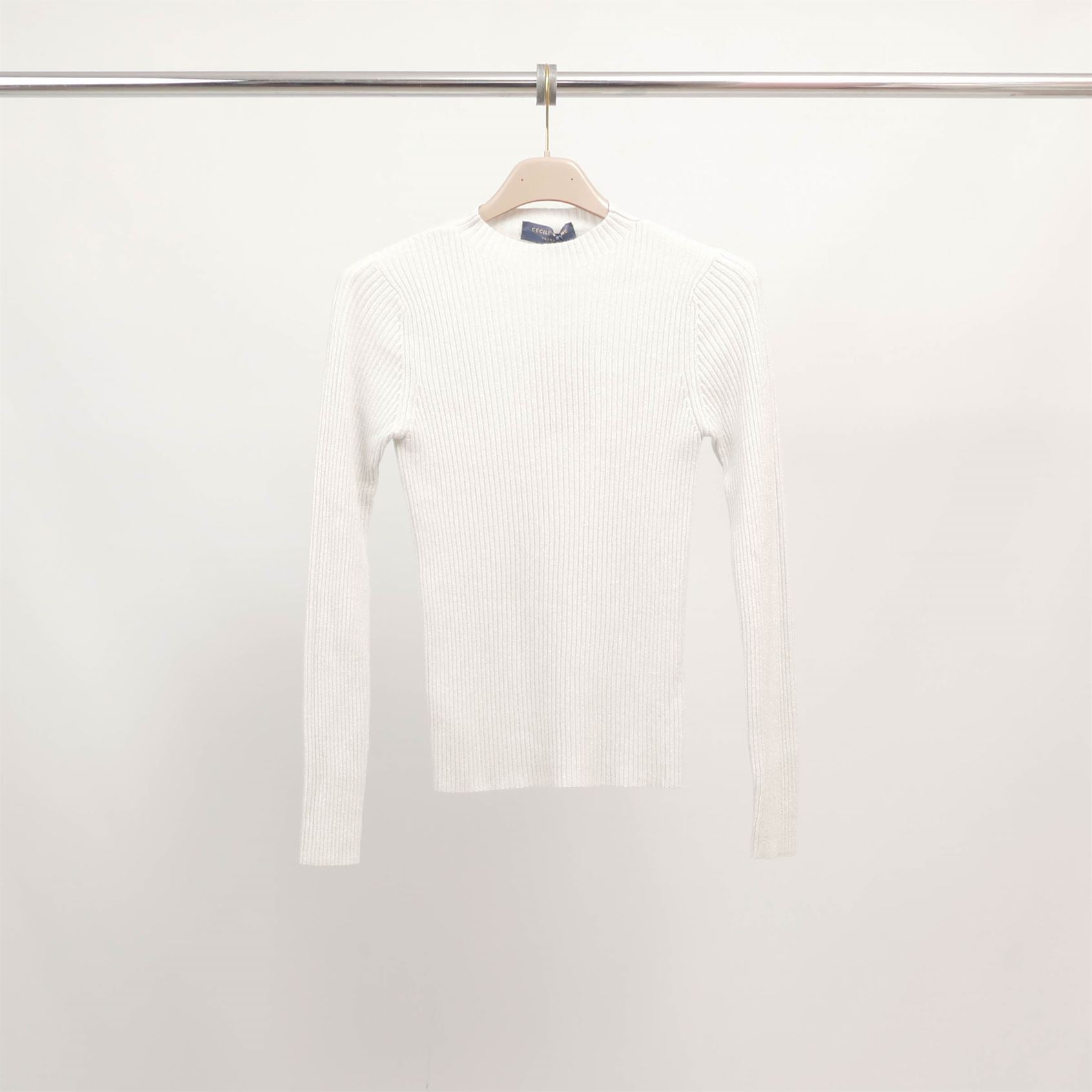 Pull ajusté en maille lurex côtelée DSY9544