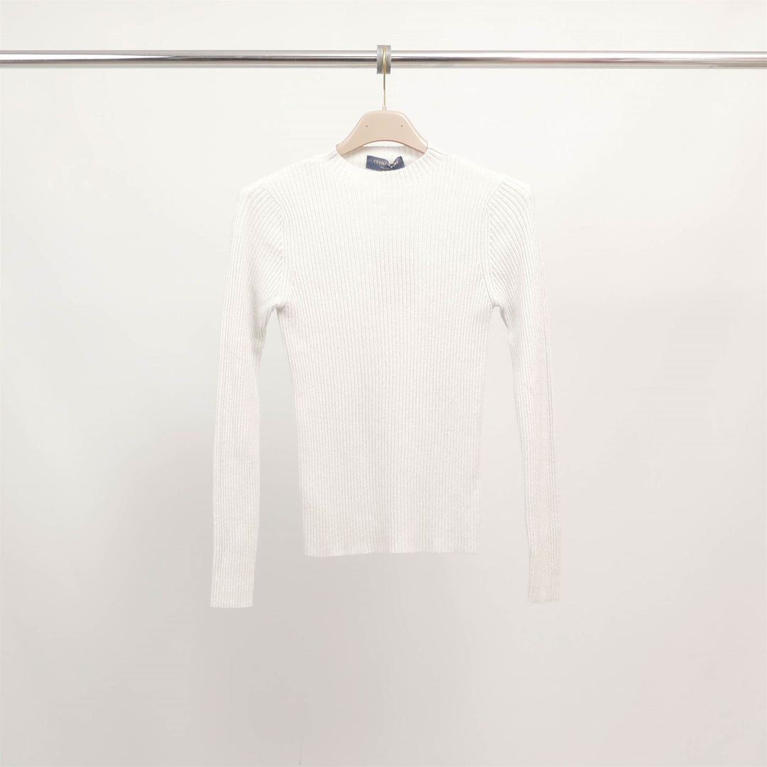 Fitted ribbed lurex knit sweater DSY9544