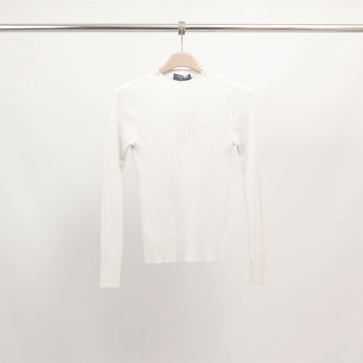 Fitted ribbed lurex knit sweater dsy9544