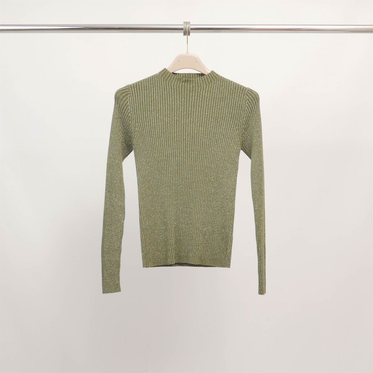 Fitted ribbed lurex knit sweater dsy9544