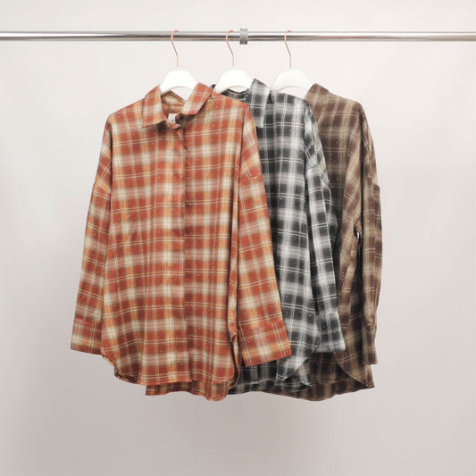 Chemise à carreaux fluide oversize CWM2525