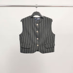 Load image into Gallery viewer, Striped button-front sleeveless vest TDM72825
