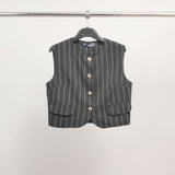 Gilet sans manches rayé boutonné TDM72825