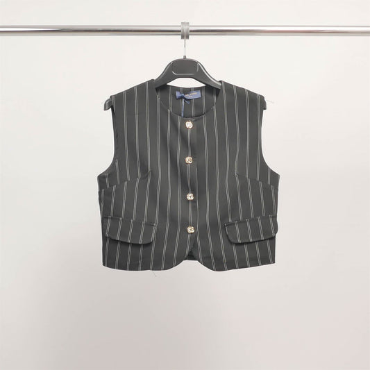 Gilet sans manches rayé boutonné TDM72825