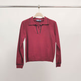 Pull col polo en maille fine contrastée DSY9464