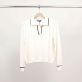 Pull col polo en maille fine contrastée DSY9464