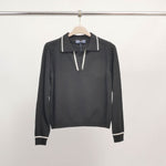 Load image into Gallery viewer, Contrasting fine knit polo neck sweater DSY9464
