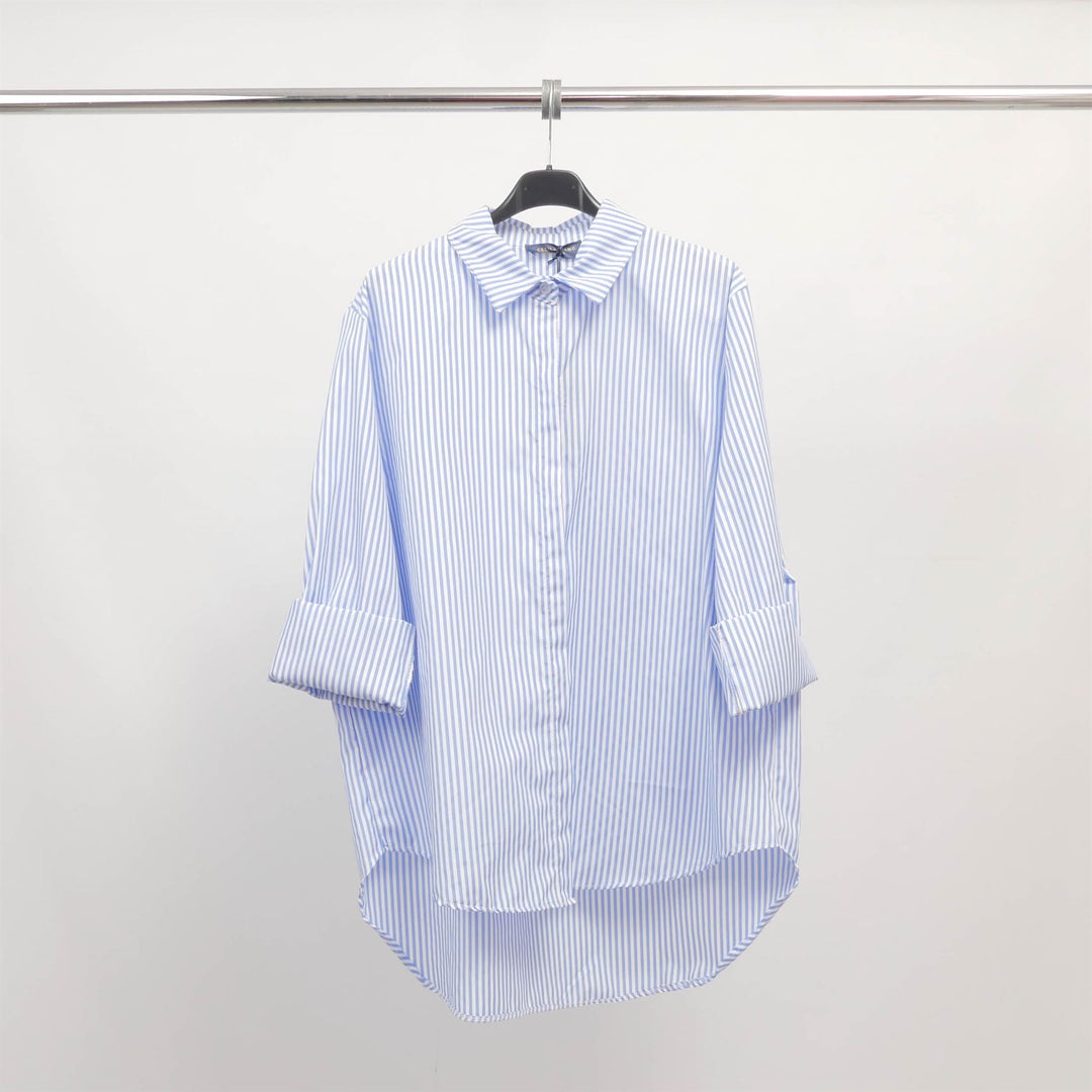 Oversized striped stretch cotton shirt TDM50320-9