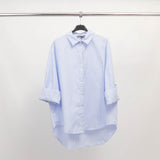 Chemise oversize rayée en coton stretch TDM50320-9