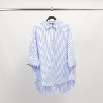 Chemise oversize rayée en coton stretch TDM50320-9