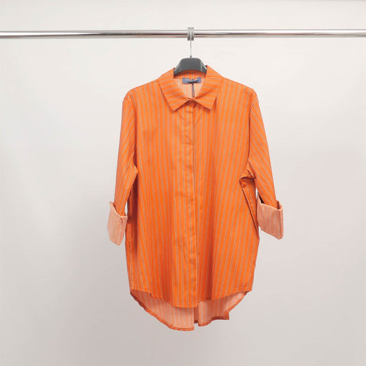 Chemise oversize rayée en coton stretch TDM50320-10