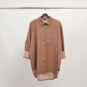 Chemise oversize rayée en coton stretch TDM50320-10