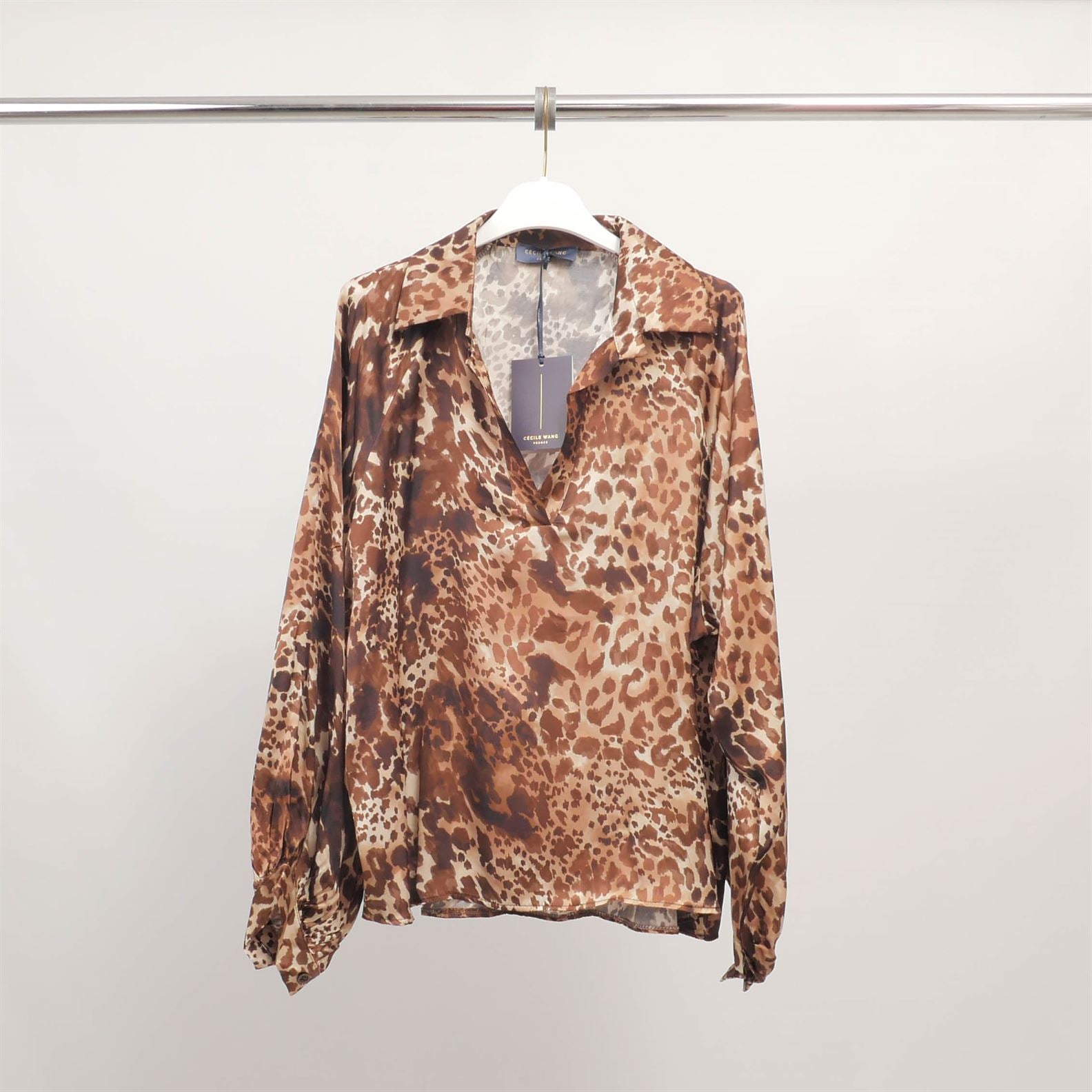 Tunique fluide imprimé animalier en viscose et soie KD7365VS-7