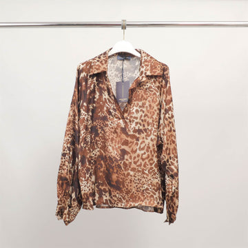 Tunique fluide imprimé animalier en viscose et soie KD7365VS-7