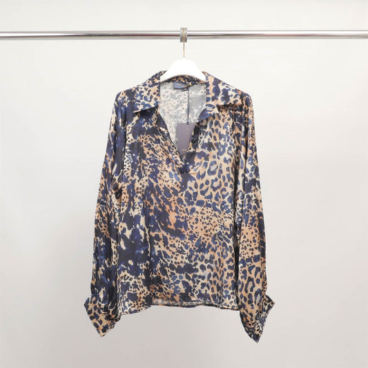 Tunique fluide imprimé animalier en viscose et soie KD7365VS-7