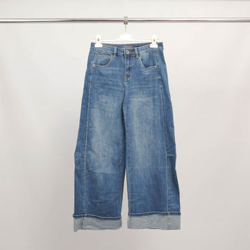 Pantalon large en denim stretch à revers SD9318