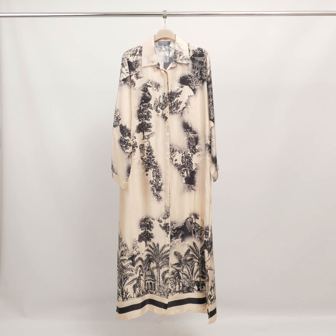 Long flowing jungle print dress in viscose and silk – KD6255VS-4