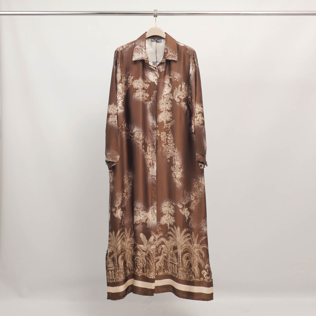 Long flowing jungle print dress in viscose and silk – KD6255VS-4