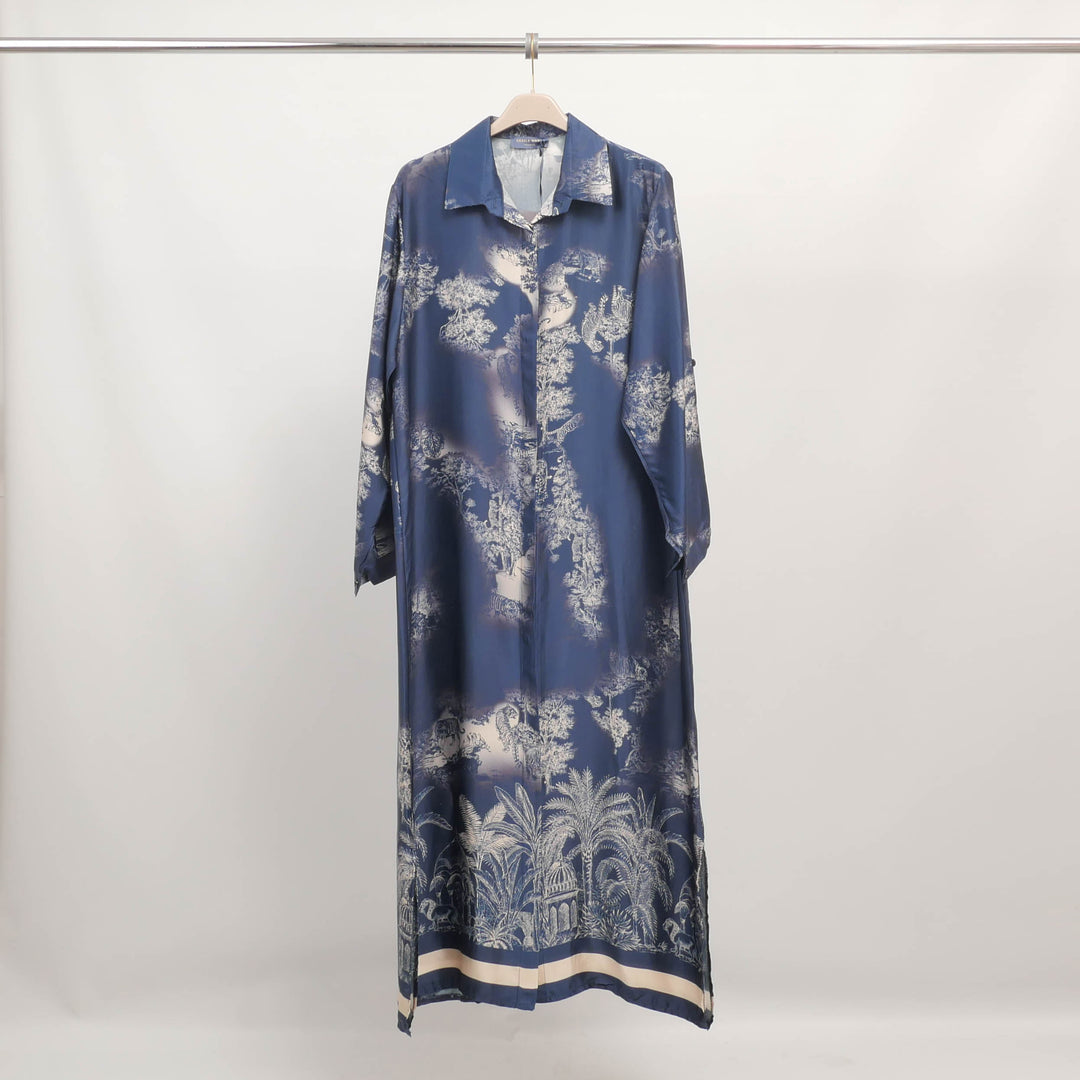 Long flowing jungle print dress in viscose and silk – KD6255VS-4