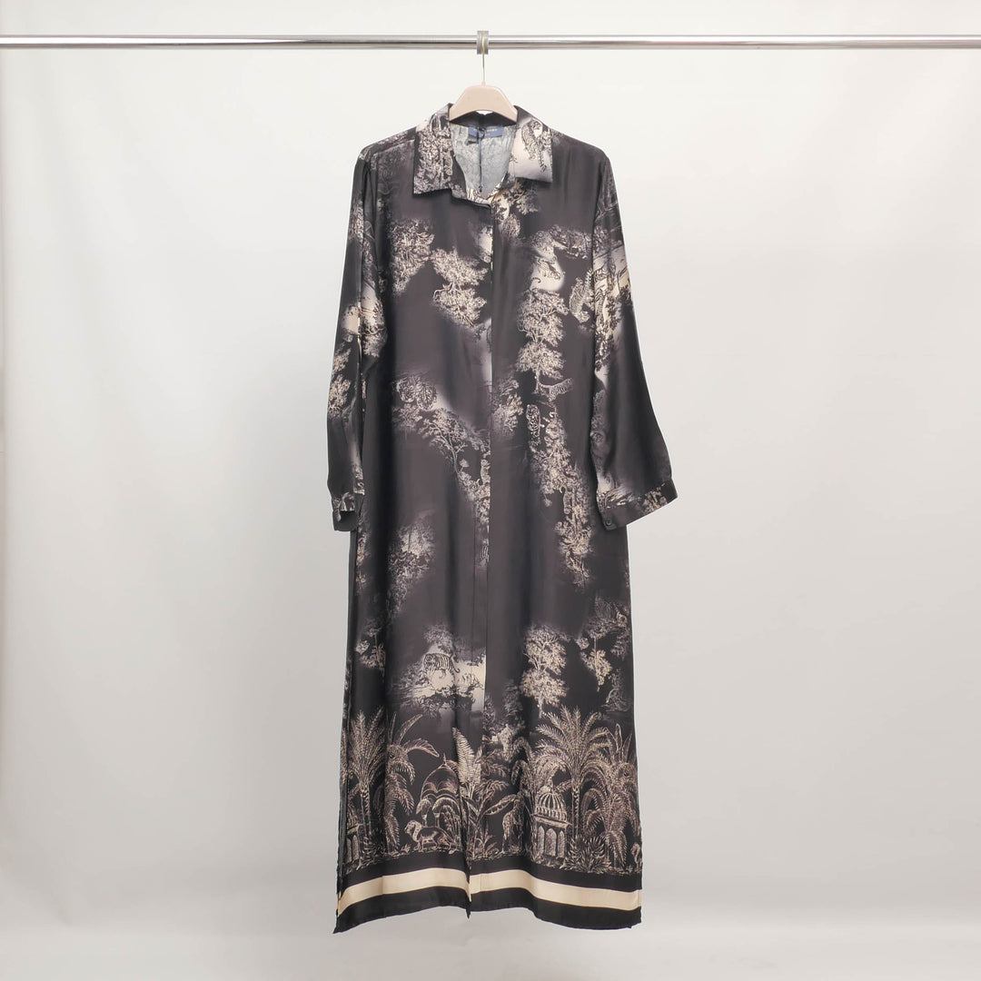 Long flowing jungle print dress in viscose and silk – KD6255VS-4