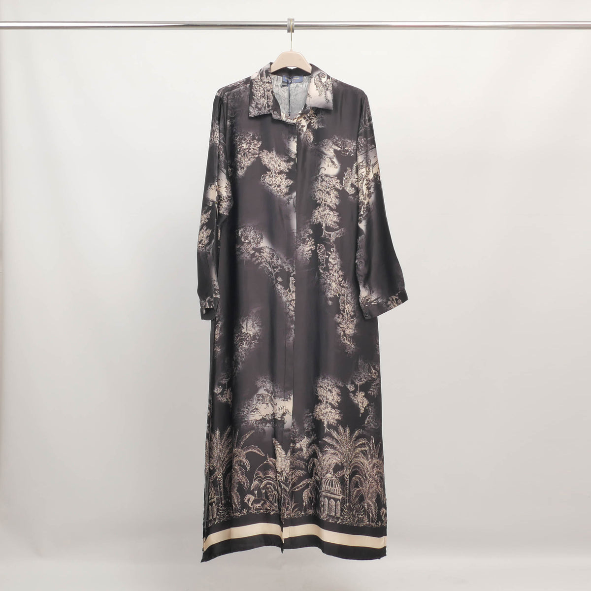 Long flowing jungle print dress in viscose and silk – kd6255vs 4
