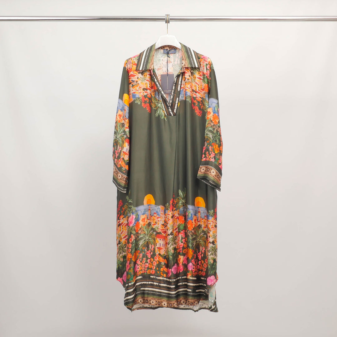 Bohemian print dress with a mandarin collar – KD6120-10