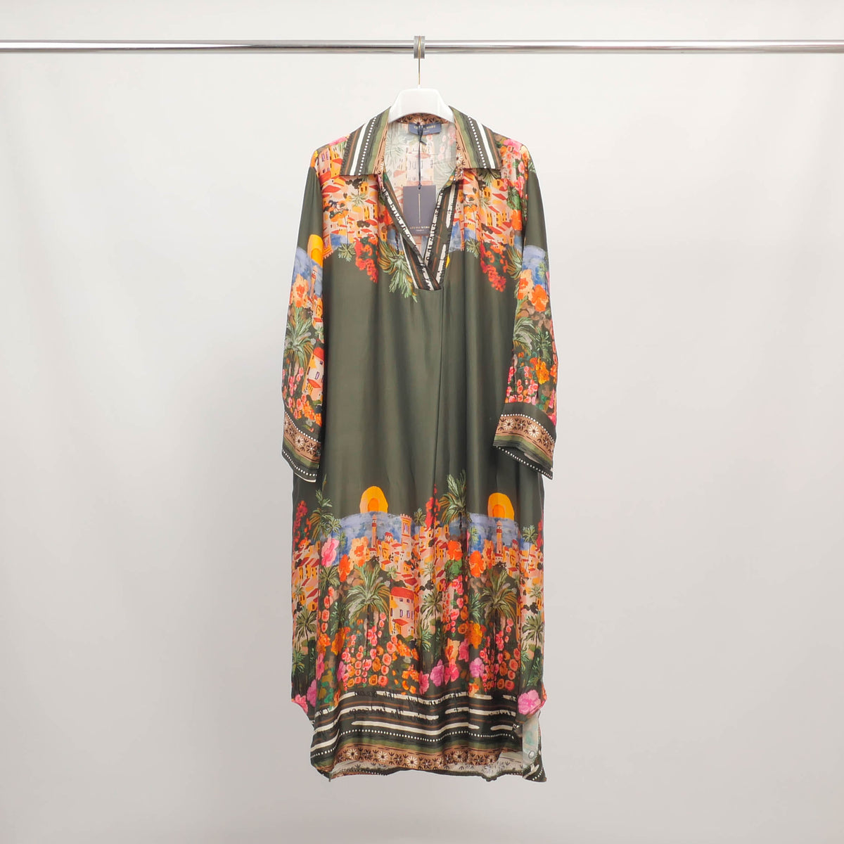 Bohemian print dress with a mandarin collar – kd6120 10