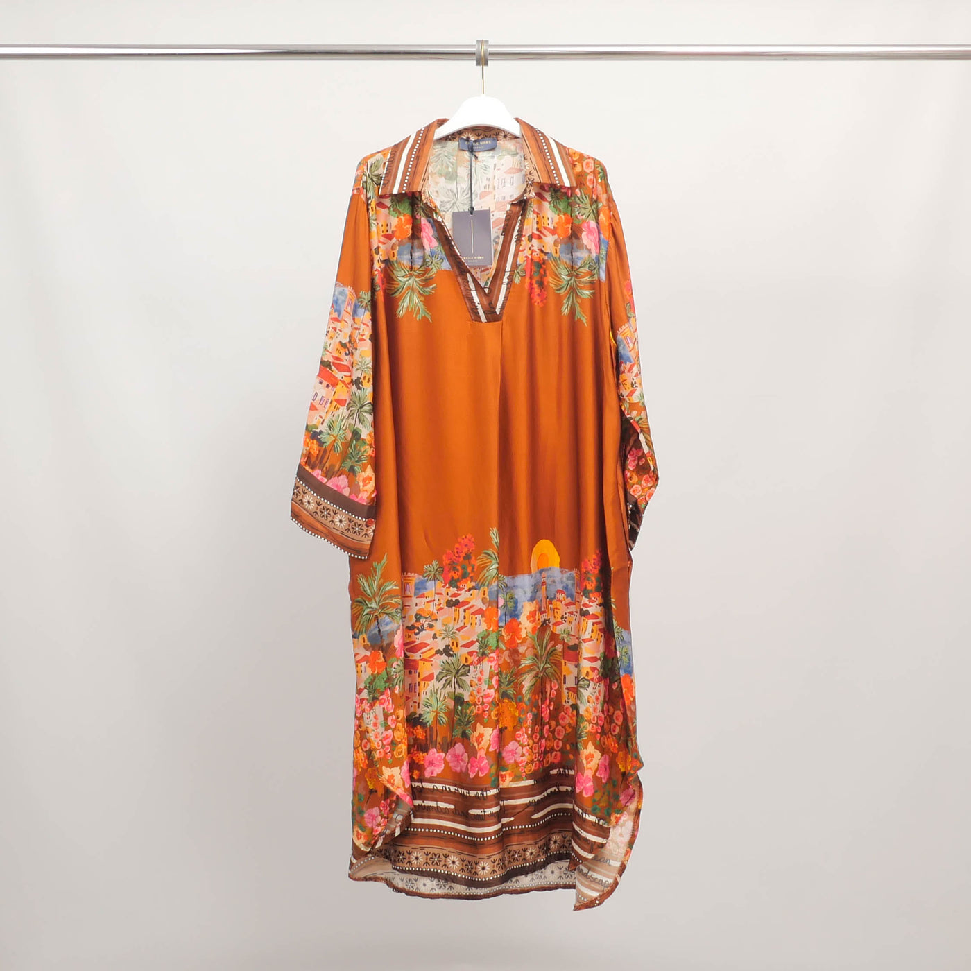 Bohemian print dress with a mandarin collar – KD6120-10