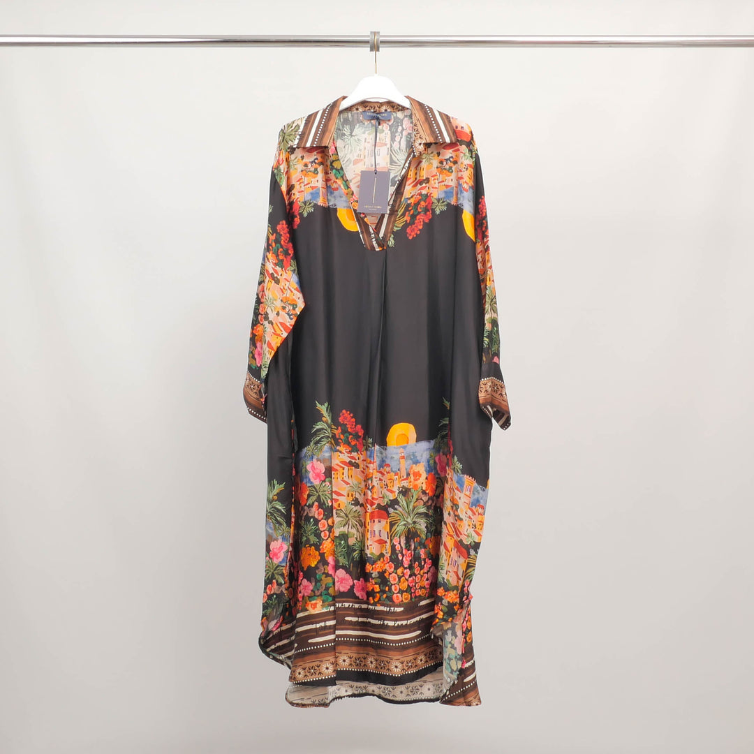 Bohemian print dress with a mandarin collar – KD6120-10
