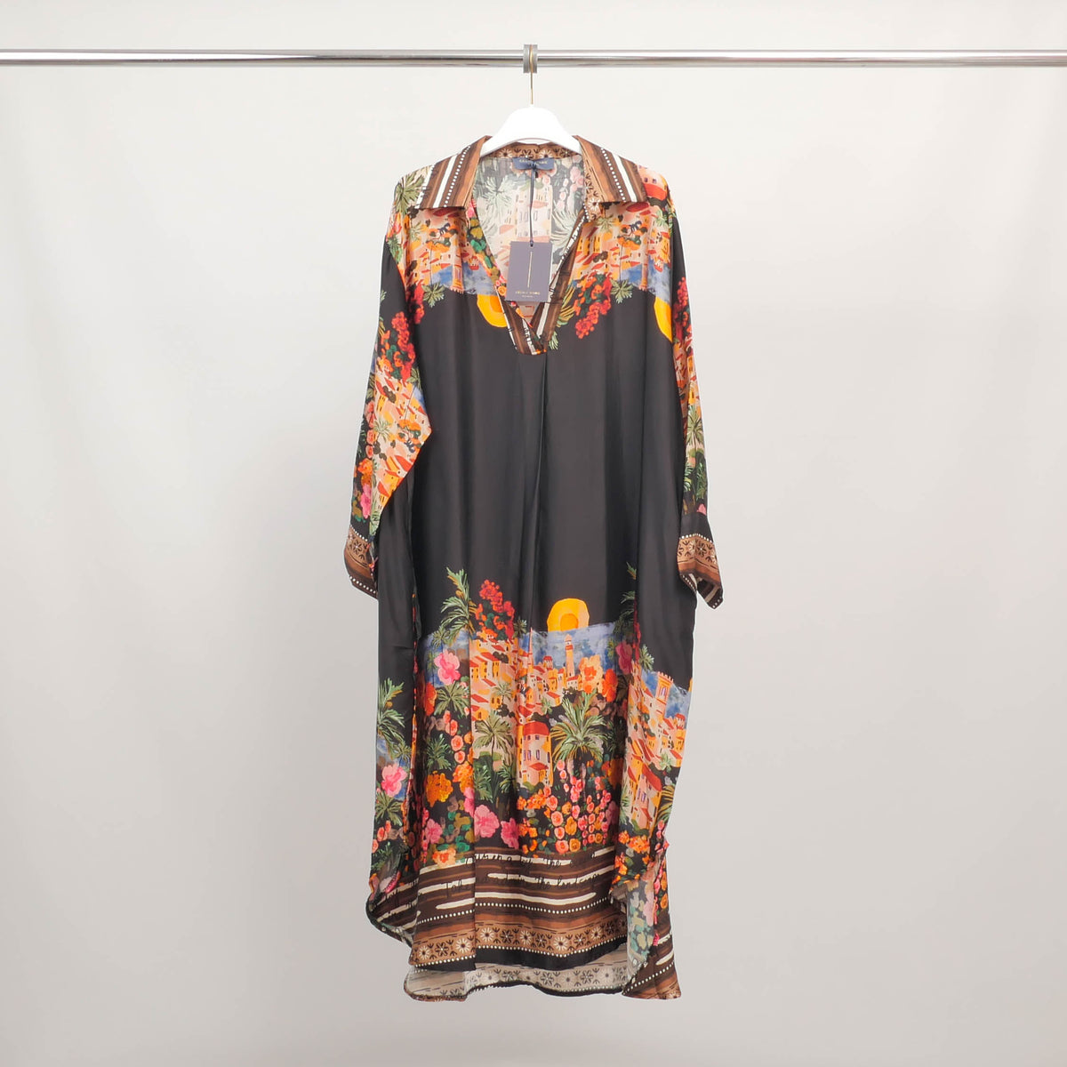 Bohemian print dress with a mandarin collar – kd6120 10