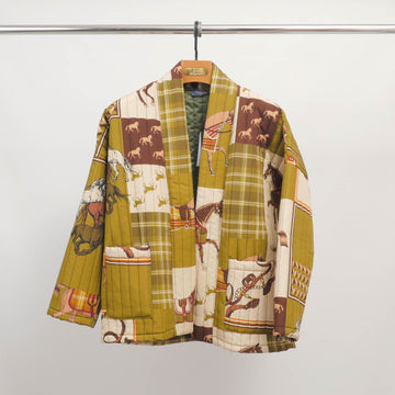 Veste matelassée imprimé équestre en viscose – KD7280-17