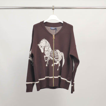 Gilet zippé motif cheval en maille douce – MSJ76921